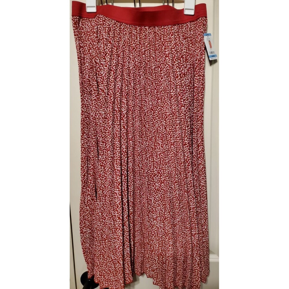 Vince Camuto Women's Pleated Midi Skirt Pink/Ivory Size LARGE - NEW W/ TAGS